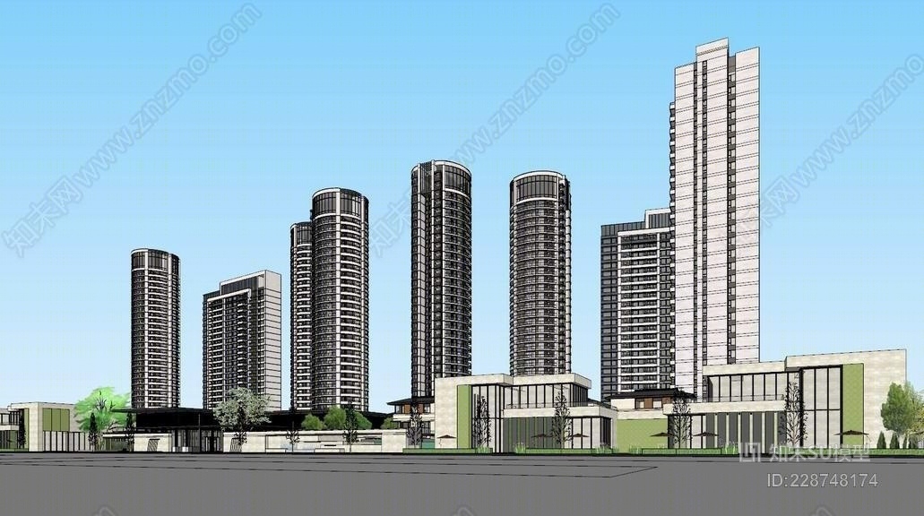 朗诗成都大源居住区SU模型下载【ID:228748174】