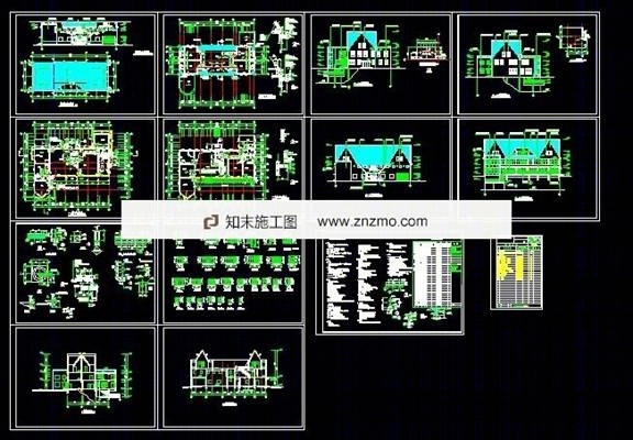 一套豪华别墅建筑施工图cad施工图下载【ID:36950967】