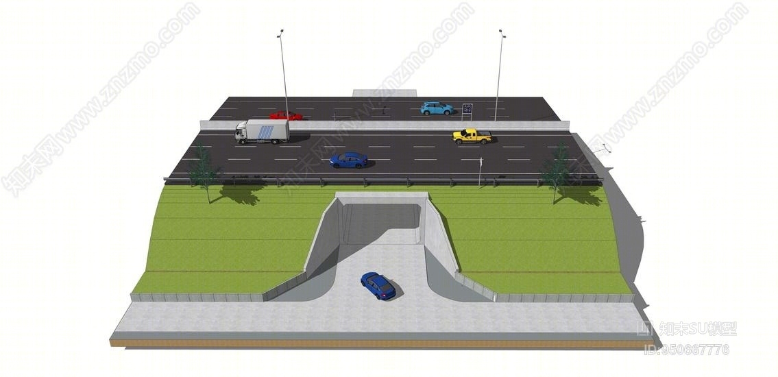 现代风格道路SU模型下载【ID:950667776】