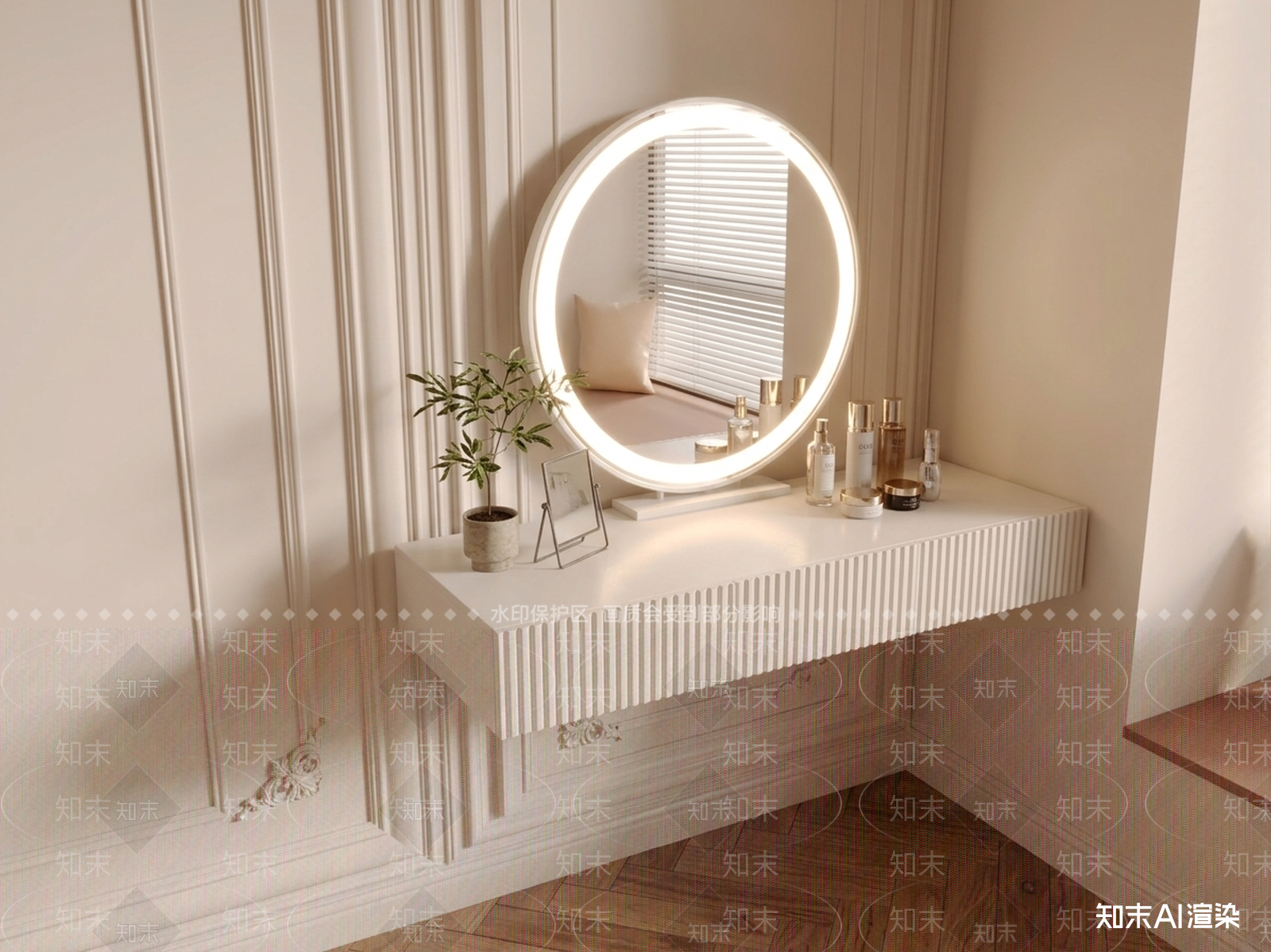 白色梳妆台梳妆台3D模型下载【ID:1227462961】