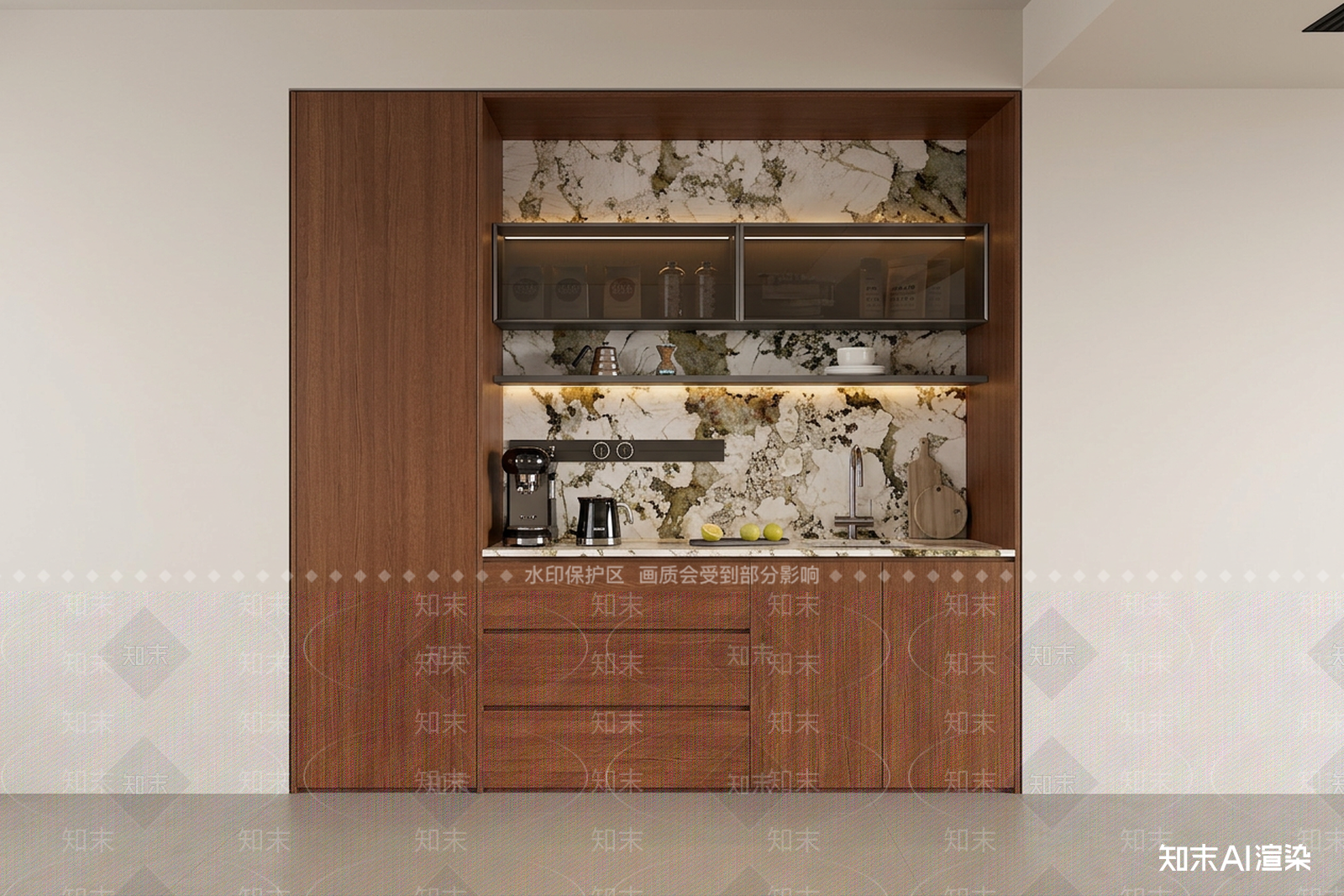 餐边柜封闭式厨房3D模型下载【ID:1227406572】