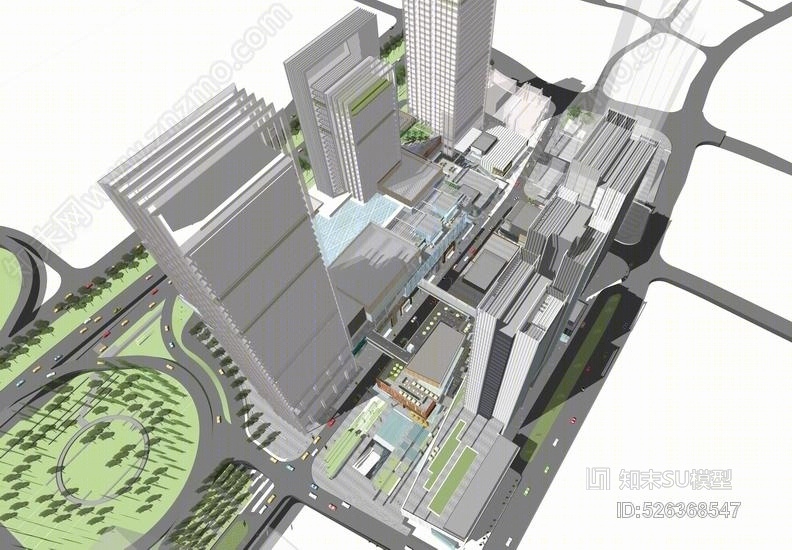 现代商业综合体景观SU模型下载【ID:526368547】