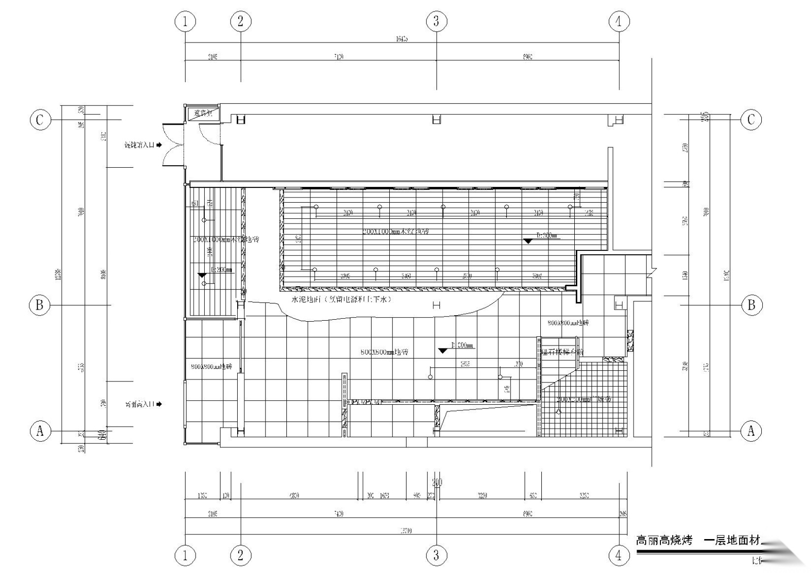 [沈阳​]某韩式烤肉餐厅施工图cad施工图下载【ID:160427179】