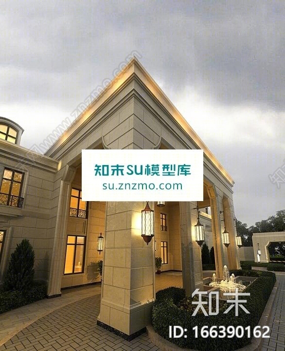 雅戈尔长风8号别墅建筑会所新古典天华SU模型下载【ID:166390162】