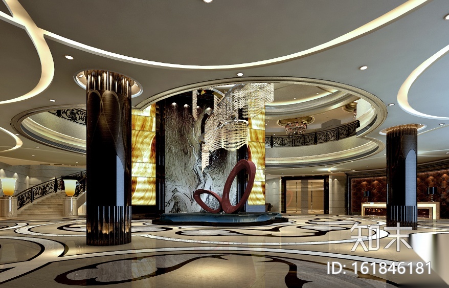 花园酒店项目全套施工图（附效果图+材料表）cad施工图下载【ID:161846181】