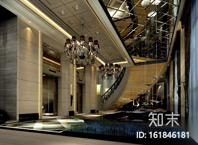 花园酒店项目全套施工图（附效果图+材料表）cad施工图下载【ID:161846181】