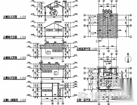 某小型公厕建筑施工图cad施工图下载【ID:165757156】