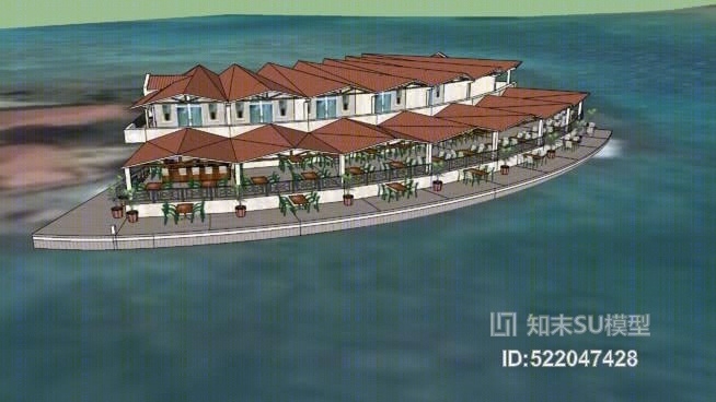 萨巴石度假村酒吧酒吧餐厅SU模型下载【ID:522047428】
