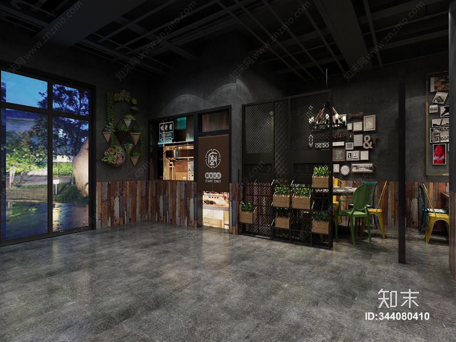 工业风工装风烧烤店3D模型下载【ID:344080410】