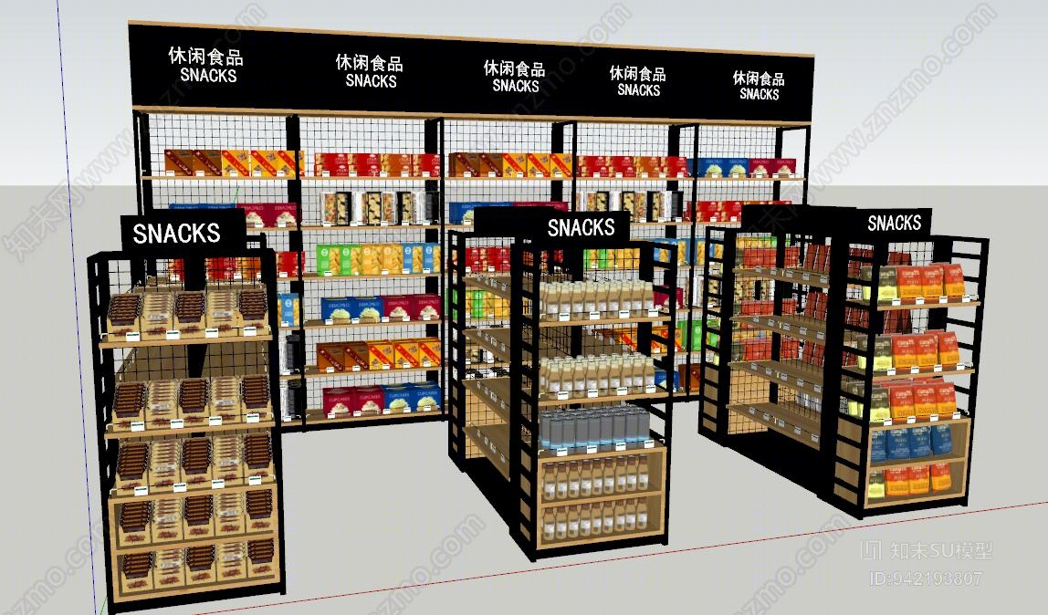 商场货架SU模型下载【ID:942193807】
