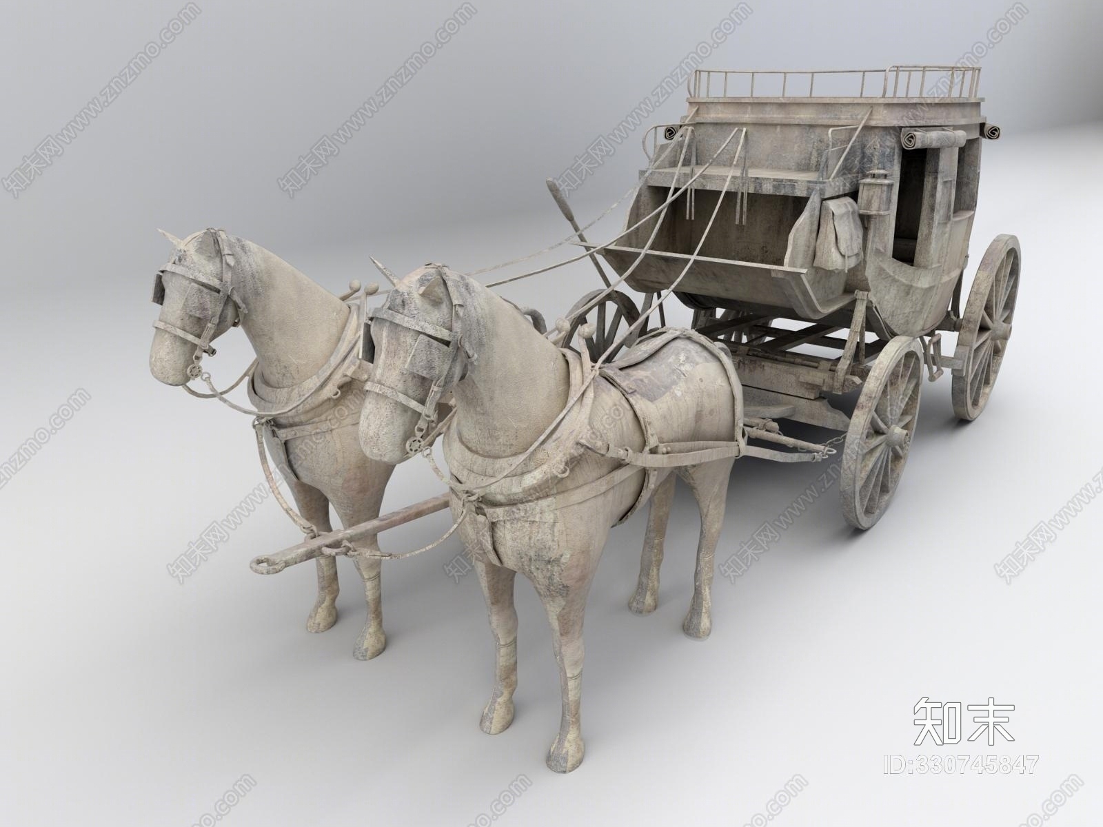 中式马拉车石雕3D模型下载【ID:330745847】