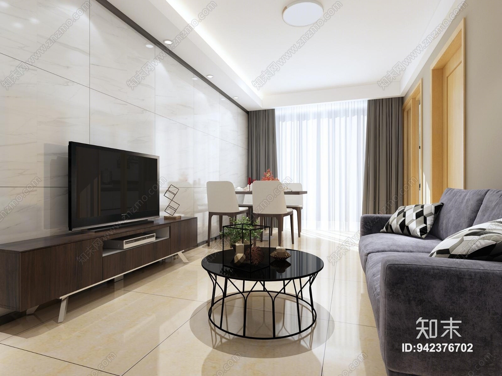 现代简装出租单身公寓3D模型下载【ID:942376702】