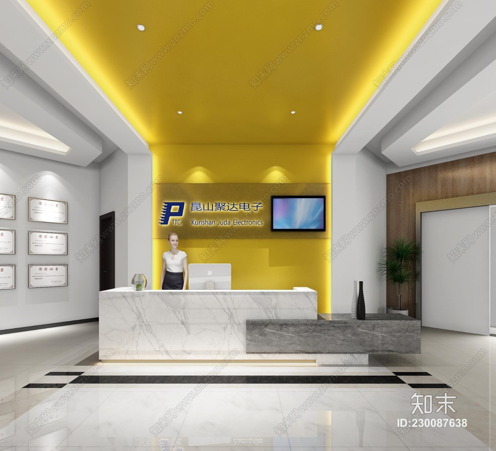 现代写字楼大厅3D模型下载【ID:230087638】