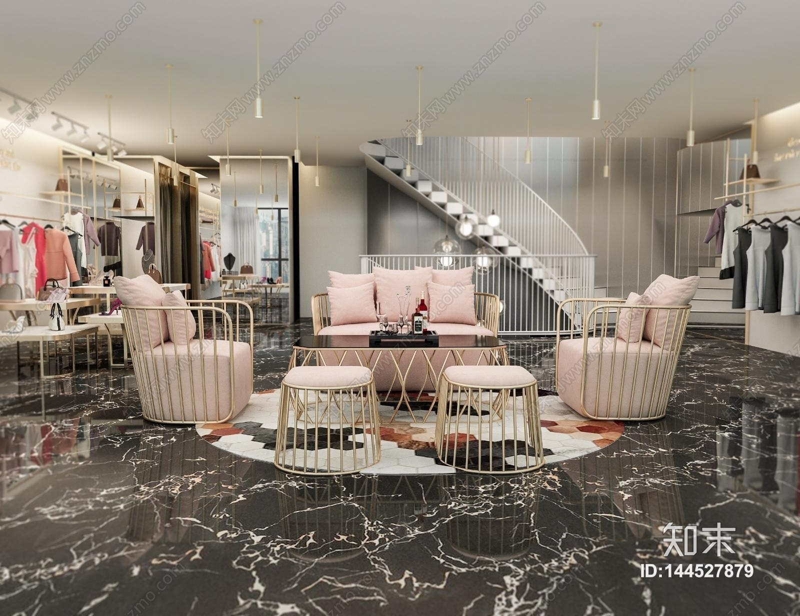 后现代轻奢服装店接待区3D模型下载【ID:144527879】