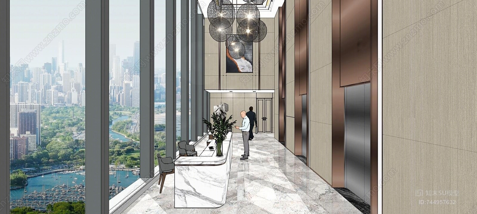 新中式风格会所SU模型下载【ID:744957632】