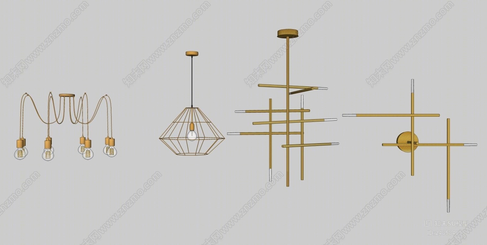 现代风格灯具组合SU模型下载【ID:248584055】