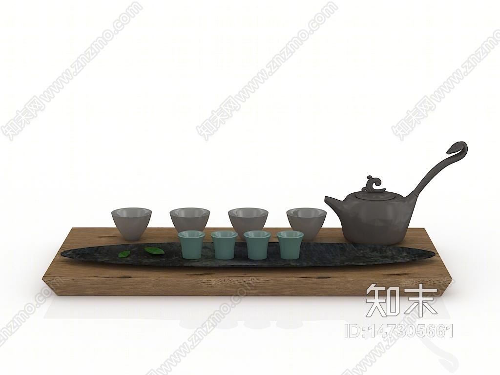 新中式茶盘3D模型下载【ID:147305661】