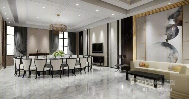 宴会厅和包间模型SU模型下载【ID:829914534】