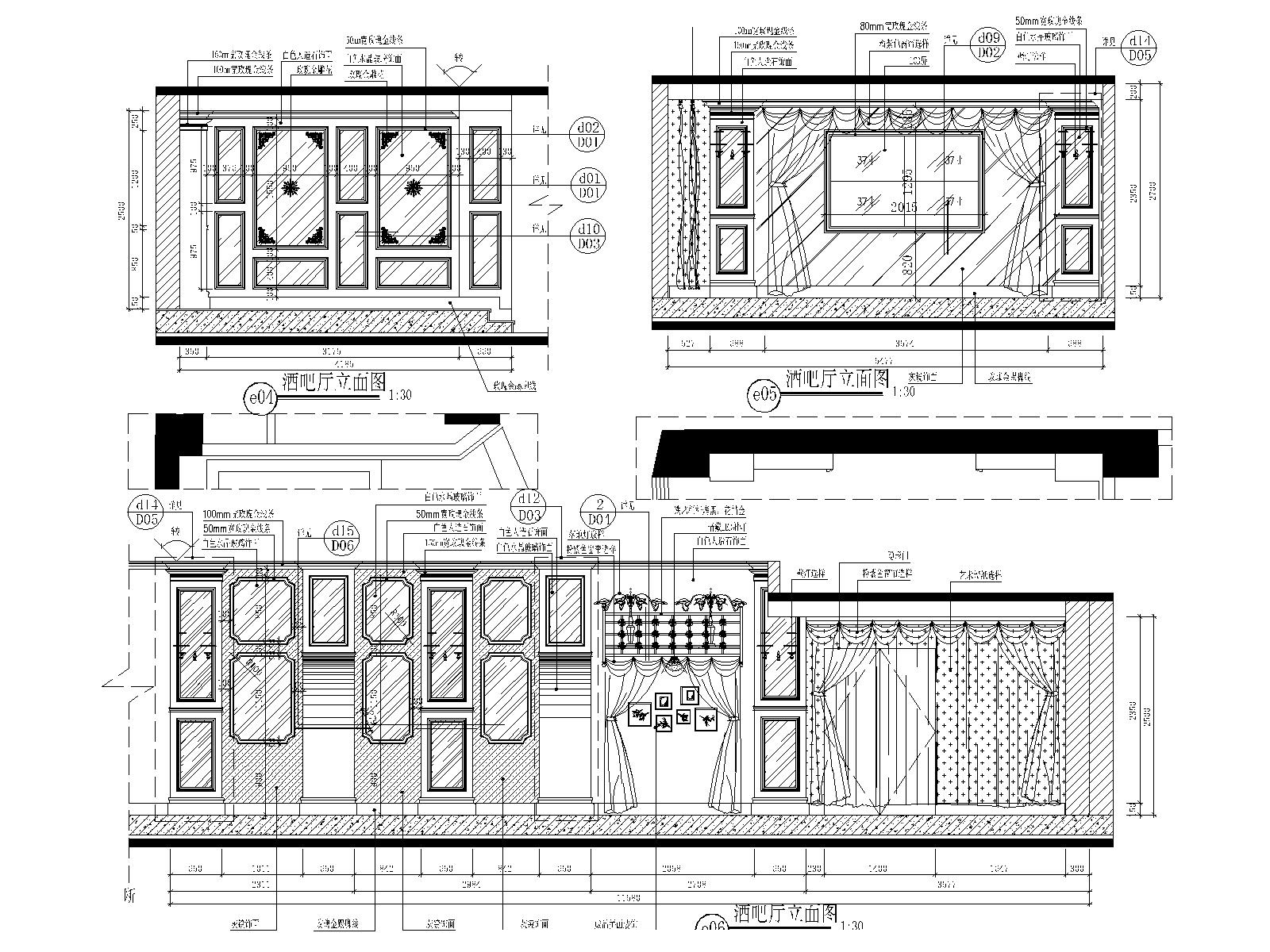 福州欧式简约风—兰博基尼休闲酒吧装饰施工图及效果图cad施工图下载【ID:733597415】