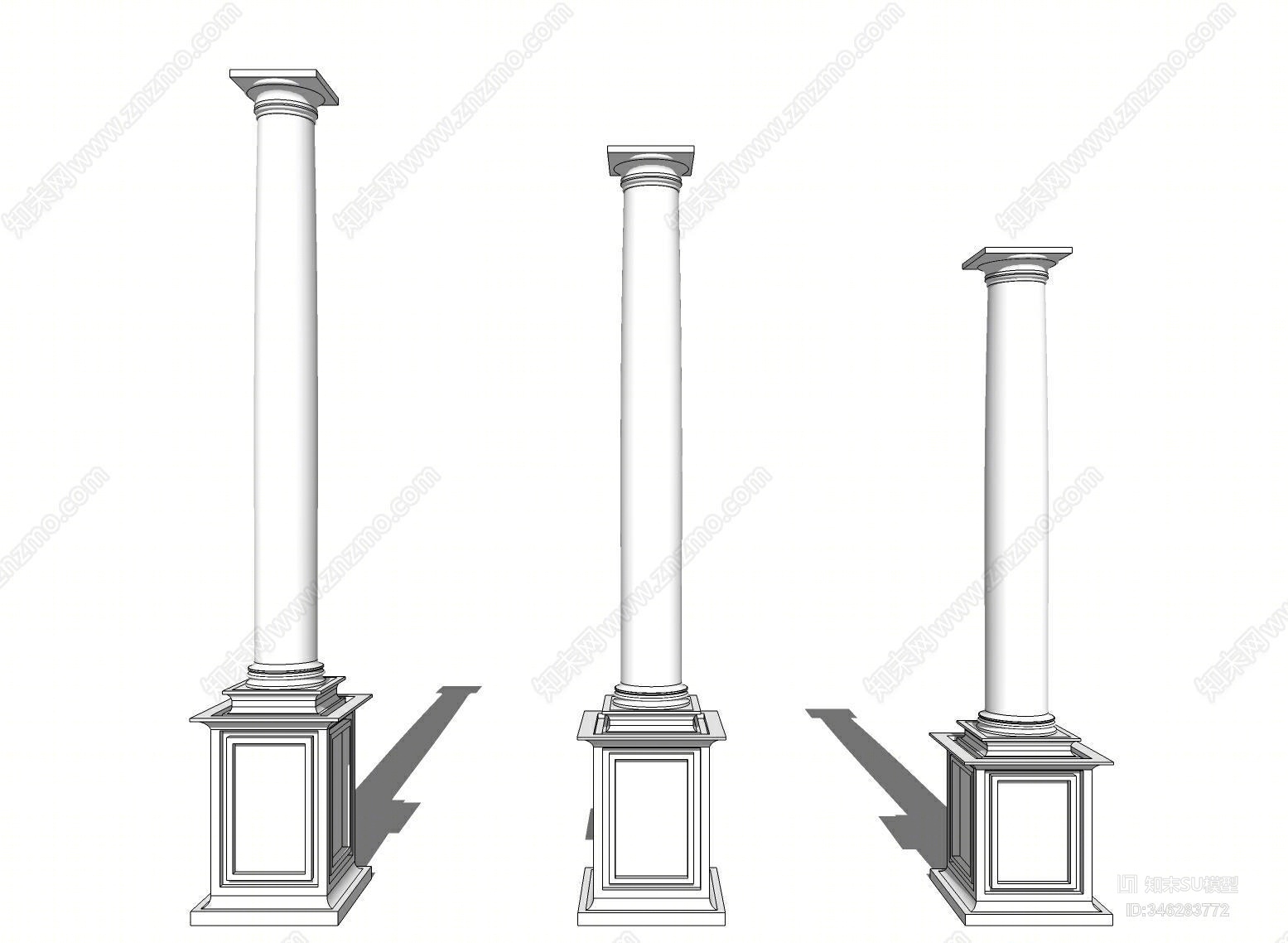 欧式罗马柱SU模型下载【ID:346283772】