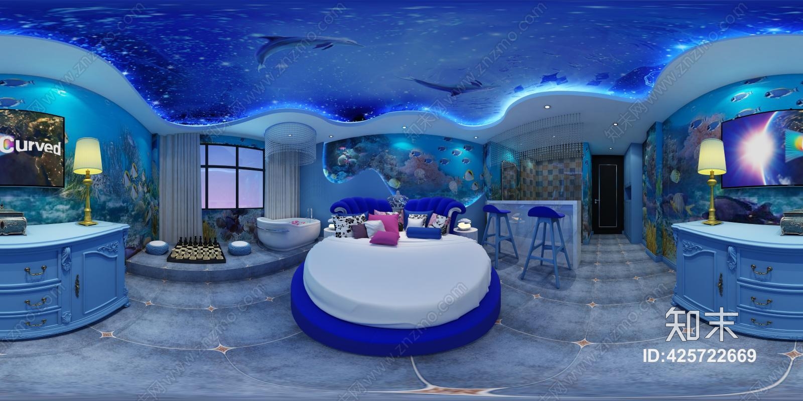 酒店客房 主题房 海洋主题 蓝色