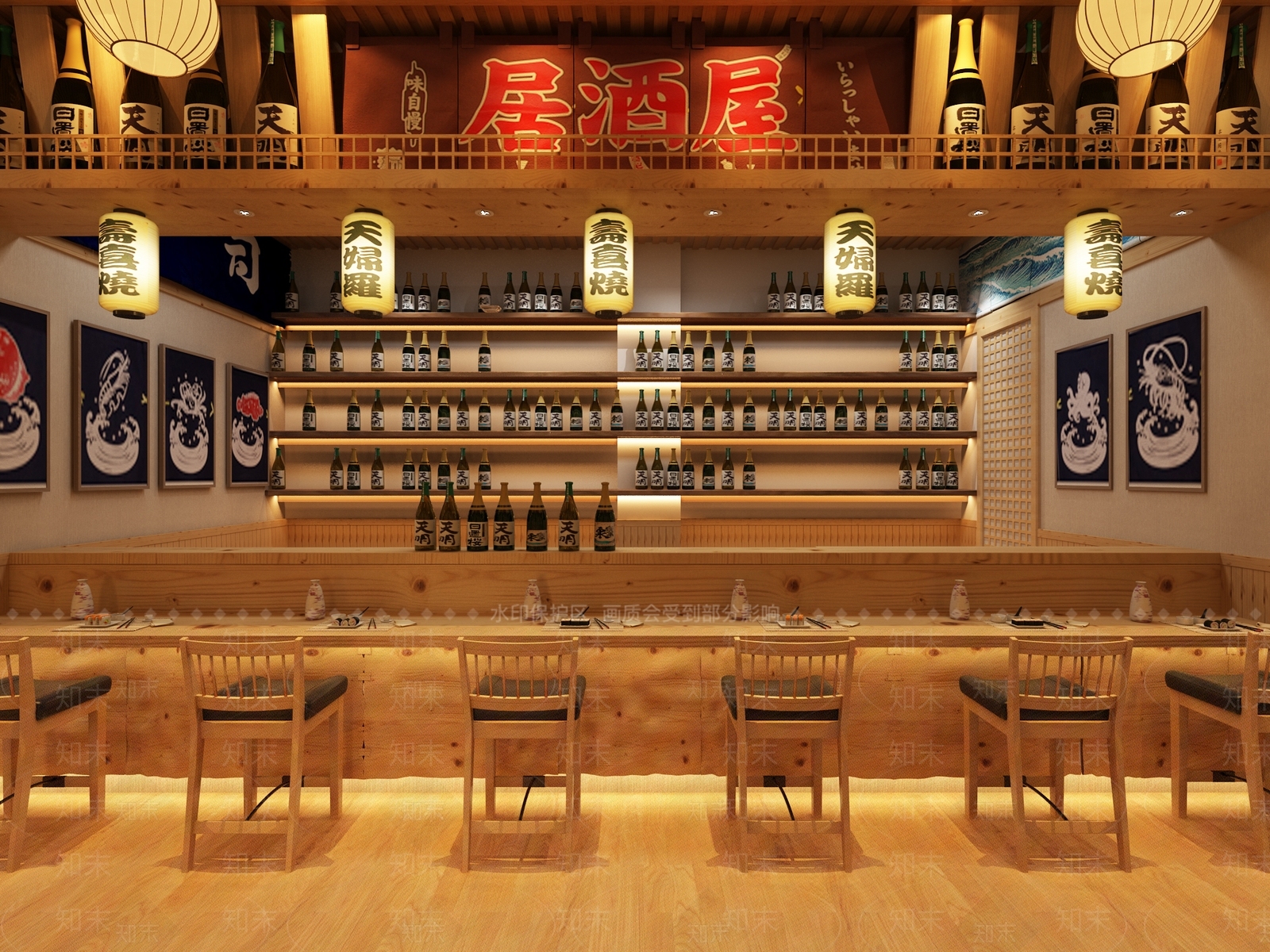 日式料理餐厅3D模型下载【ID:333783098】