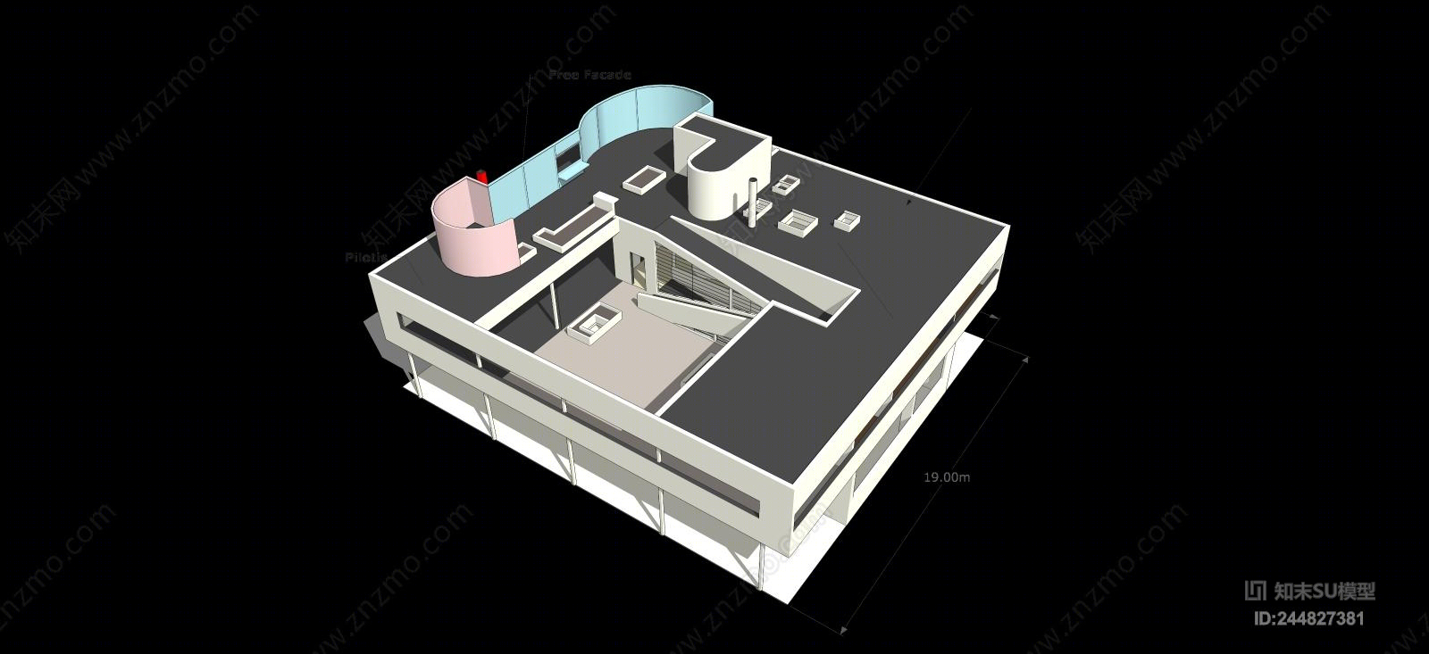 现代萨伏伊别墅SU模型下载【ID:244827381】