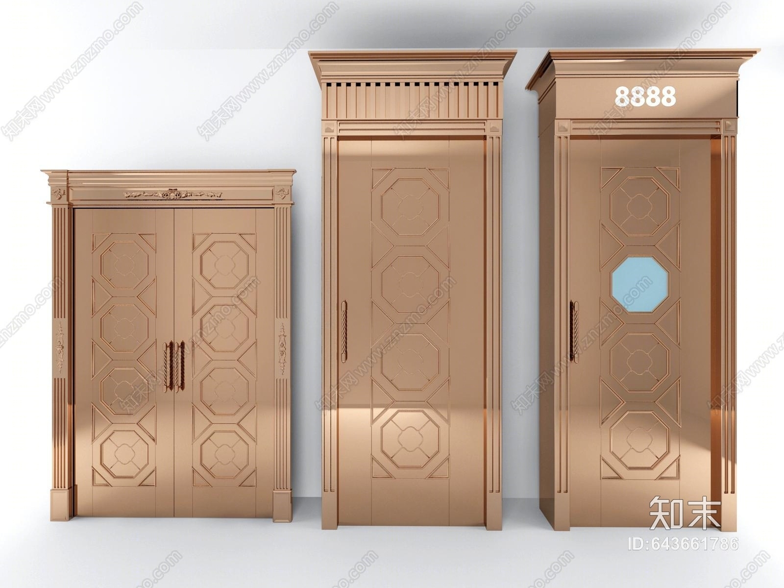 现代金属KTV会所包房门3D模型下载【ID:643661786】