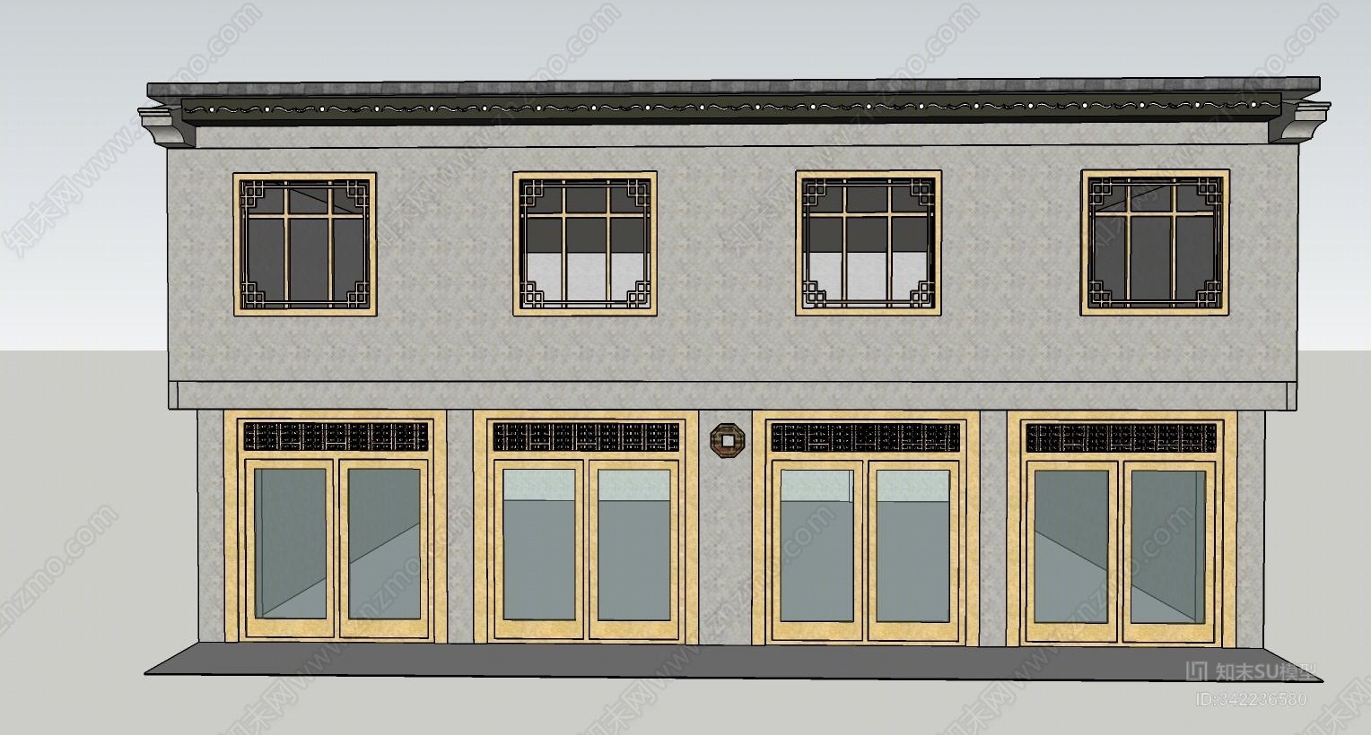 中式酒店民宿SU模型下载【ID:342236580】