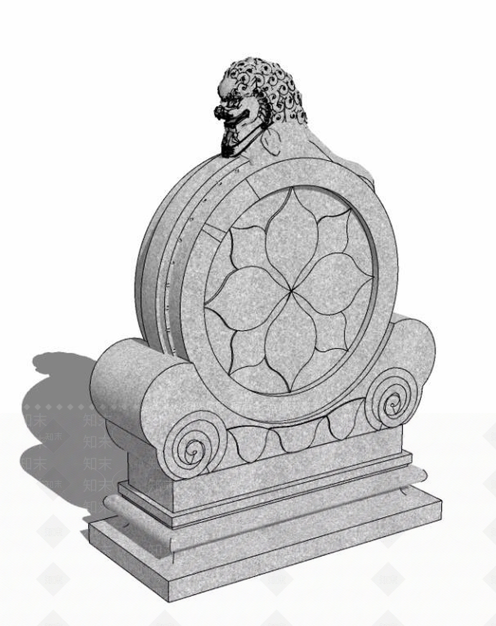 中式风格石鼓SU模型下载【ID:332302895】