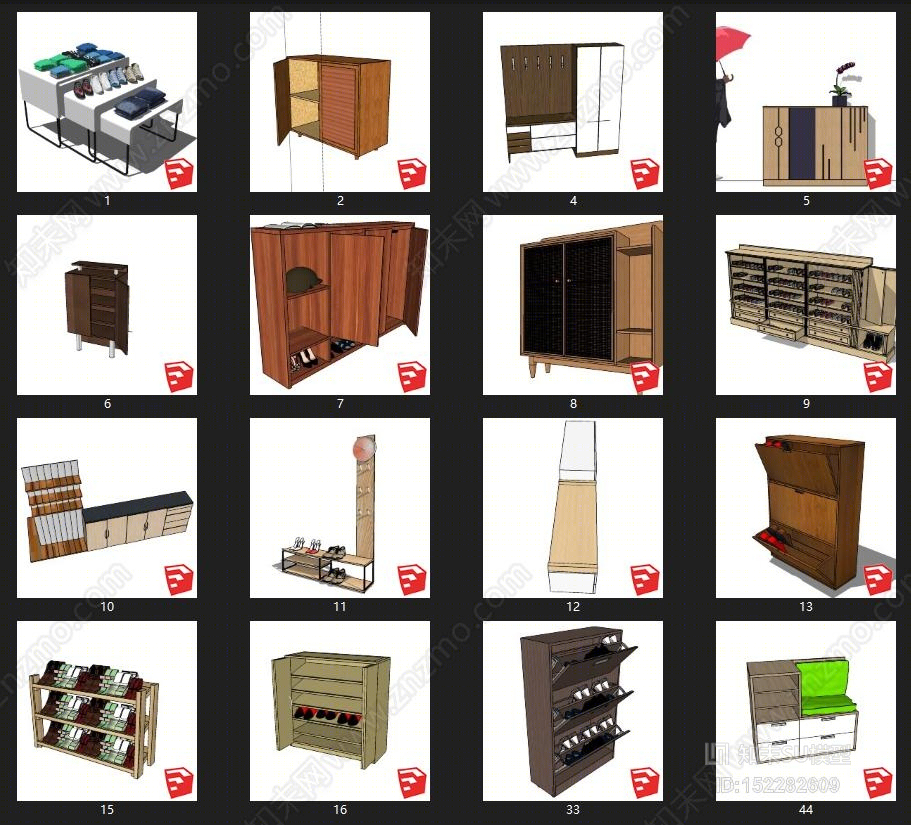 现代风格鞋架SU模型下载【ID:152282609】