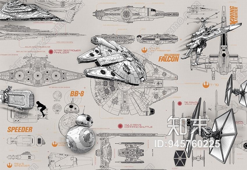 儿童房天文宇宙壁布壁纸贴图下载【ID:945760225】