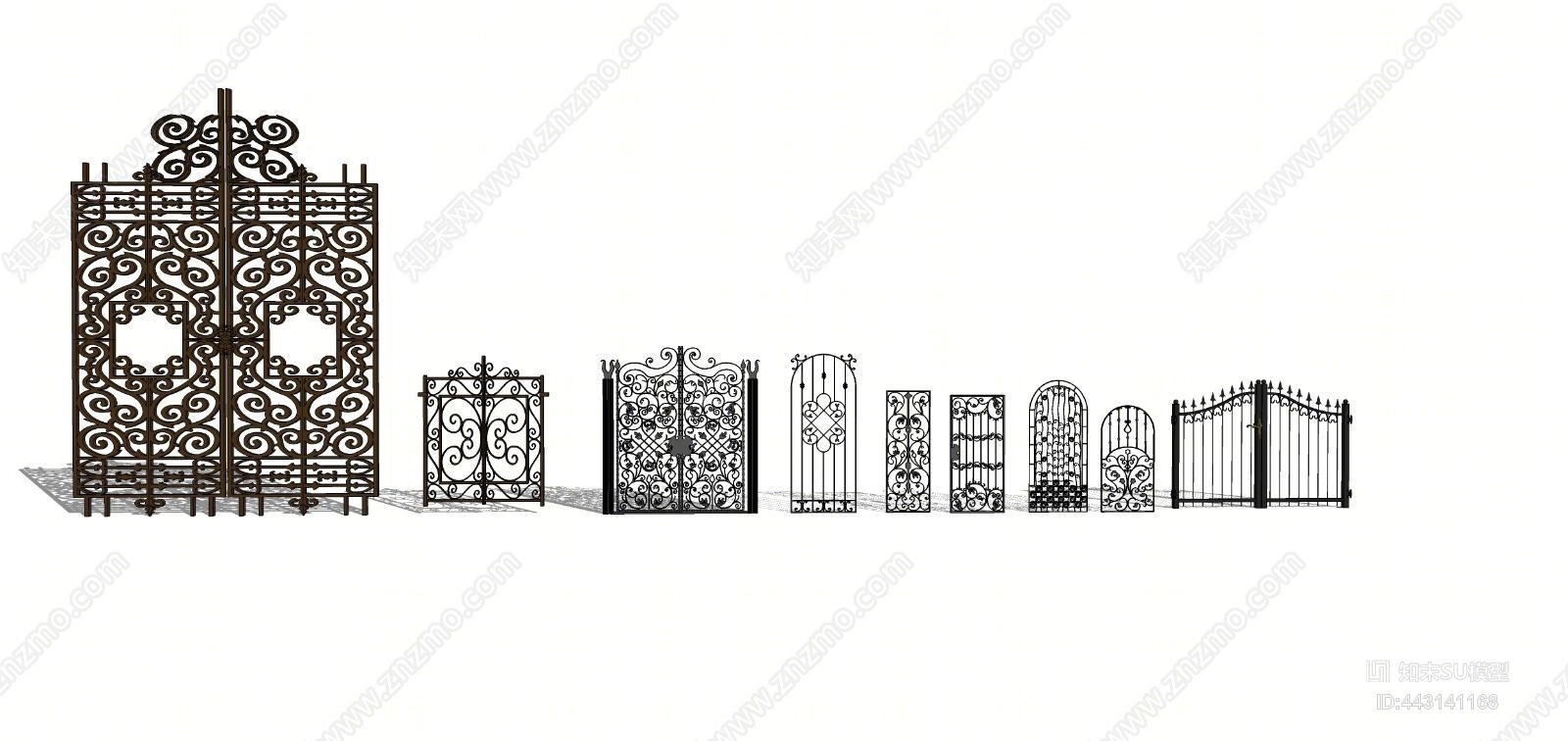 欧式铁艺大门SU模型下载【ID:443141168】
