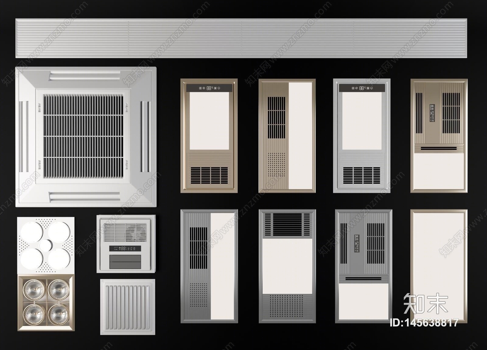 现代浴霸灯3D模型下载【ID:145638817】