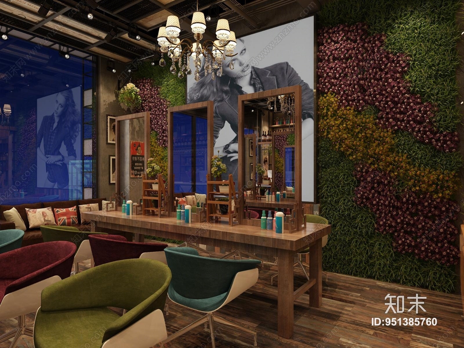 工业风理发店3D模型下载【ID:951385760】