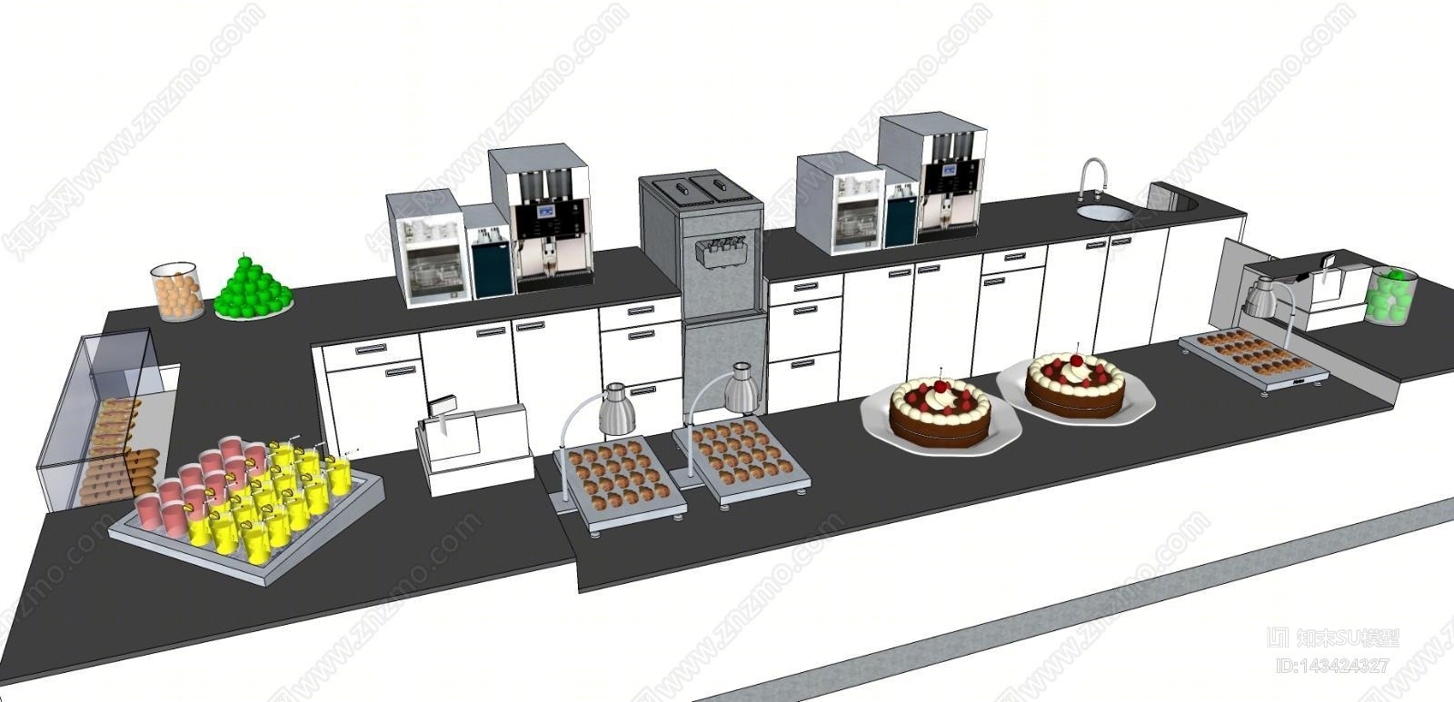 现代风格厨房厨具SU模型下载【ID:143424327】
