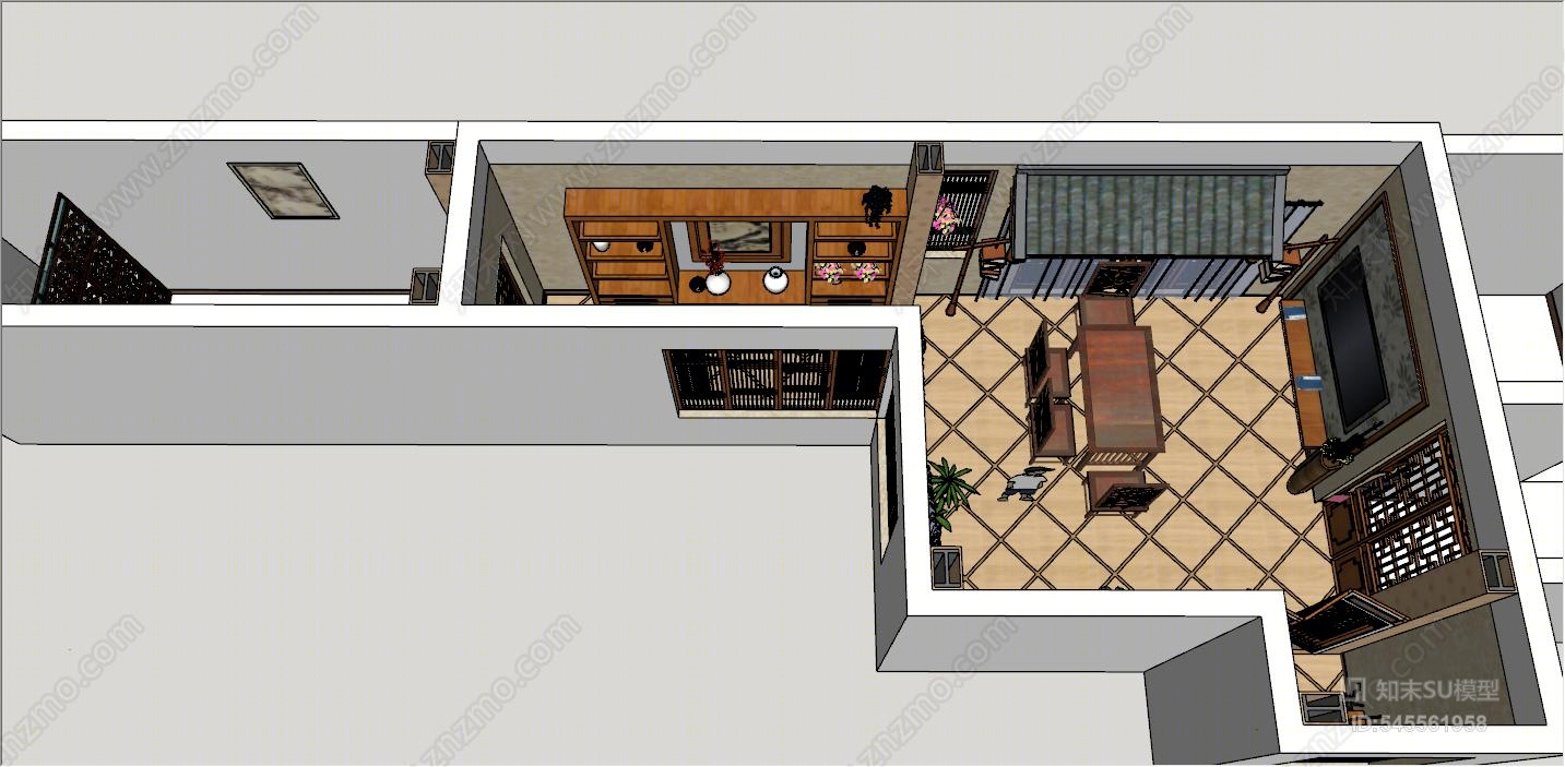 中式茶叶店SU模型下载【ID:545561958】