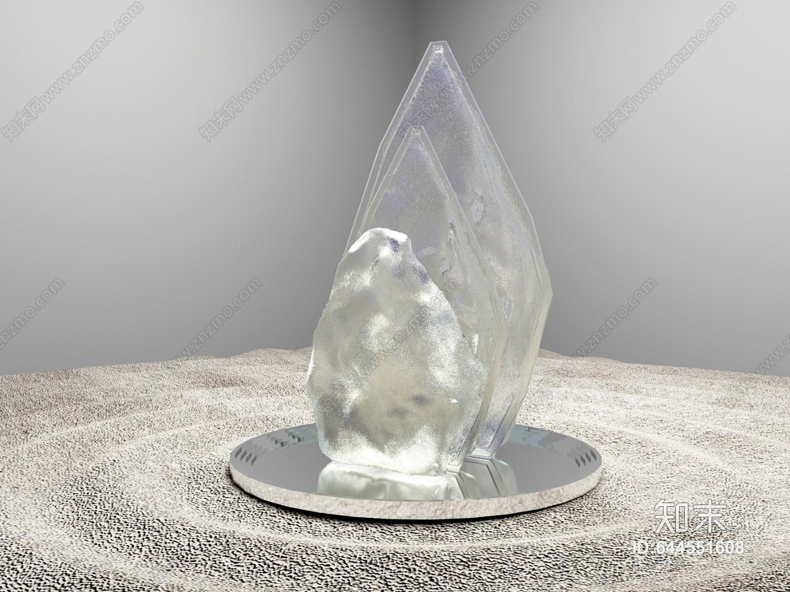 新中式枯山水水晶摆件3D模型下载【ID:644551608】