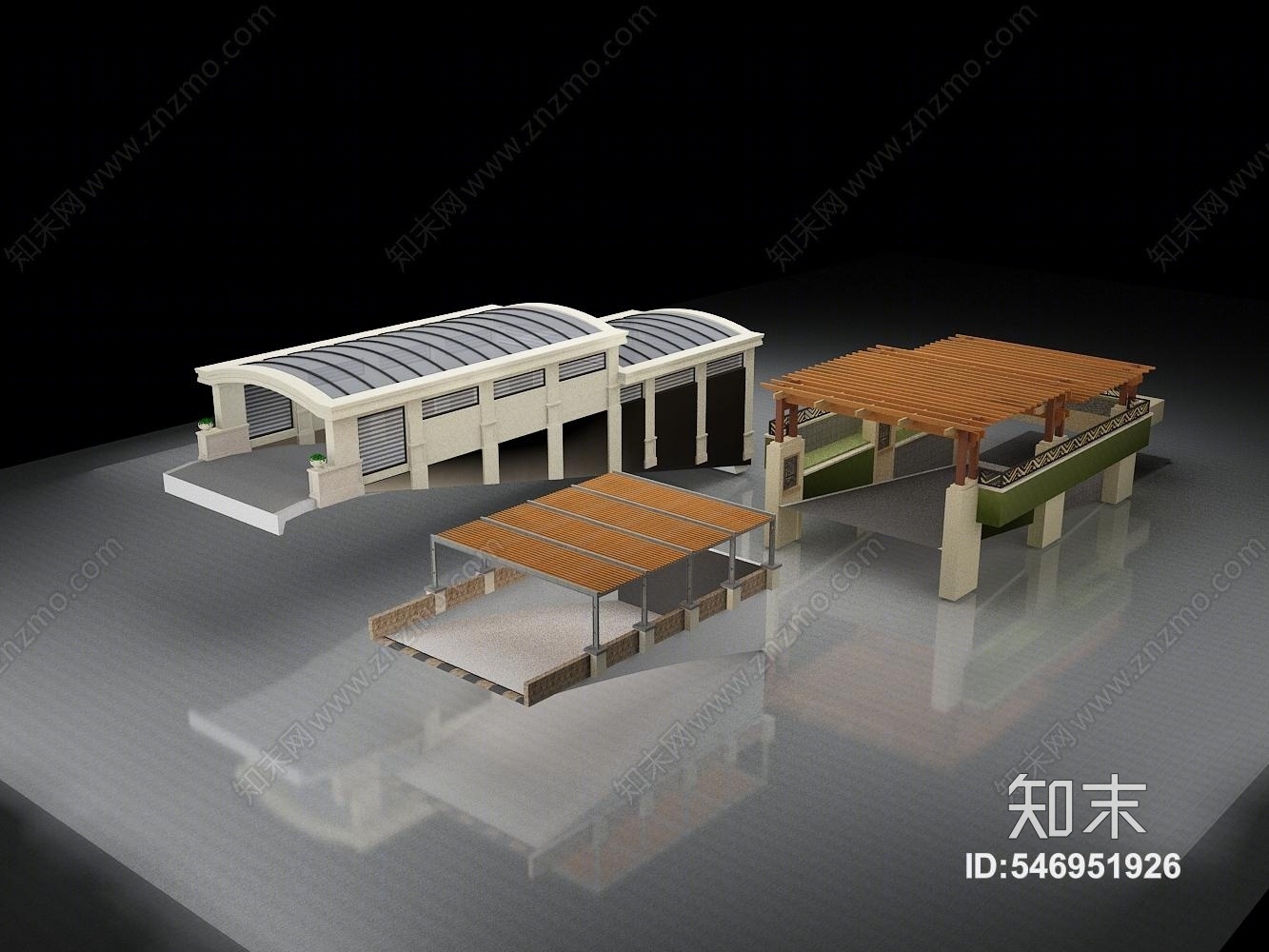 现代停车场入口3D模型下载【ID:546951926】