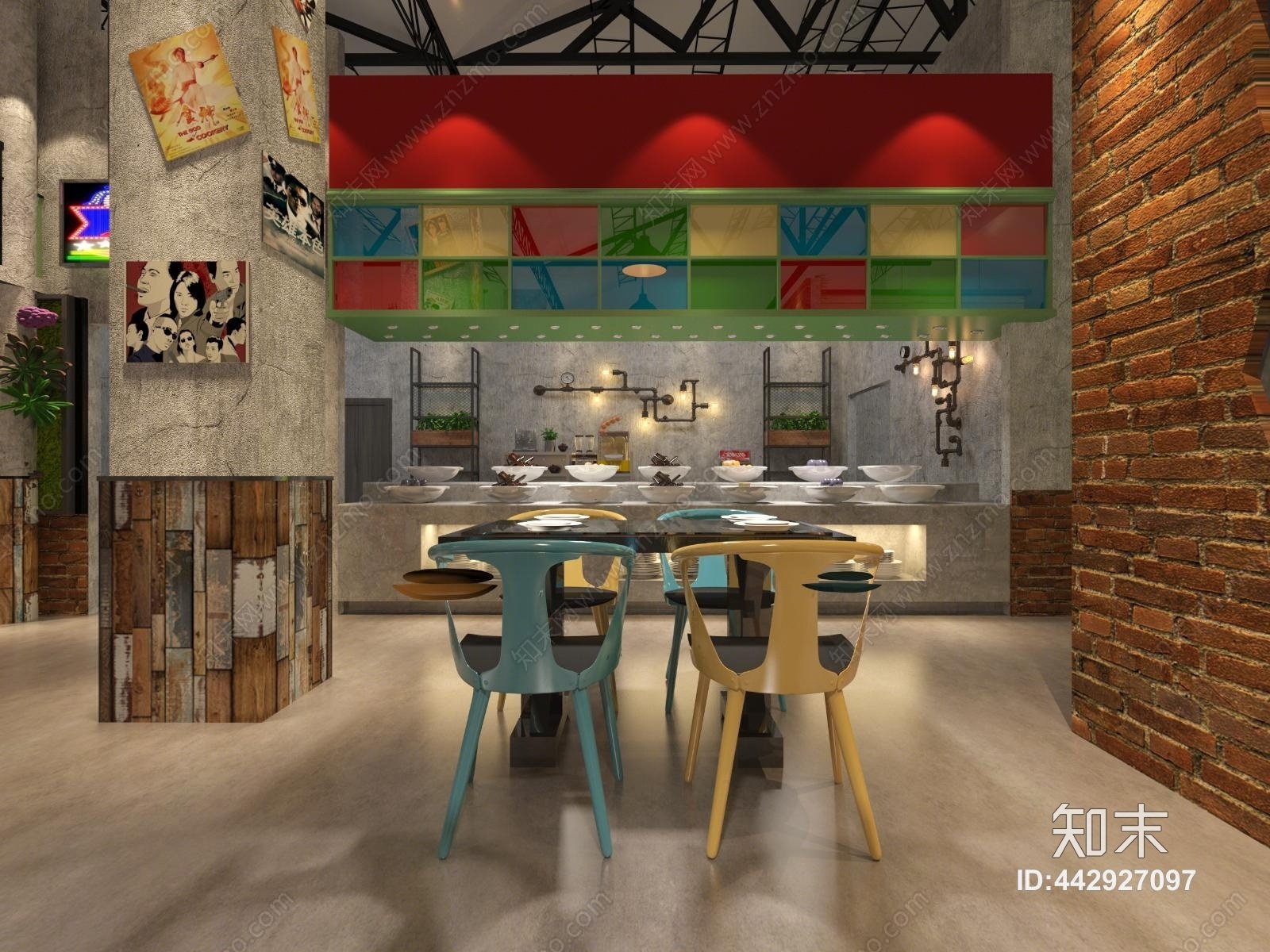 工业风烧烤店3D模型下载【ID:442927097】