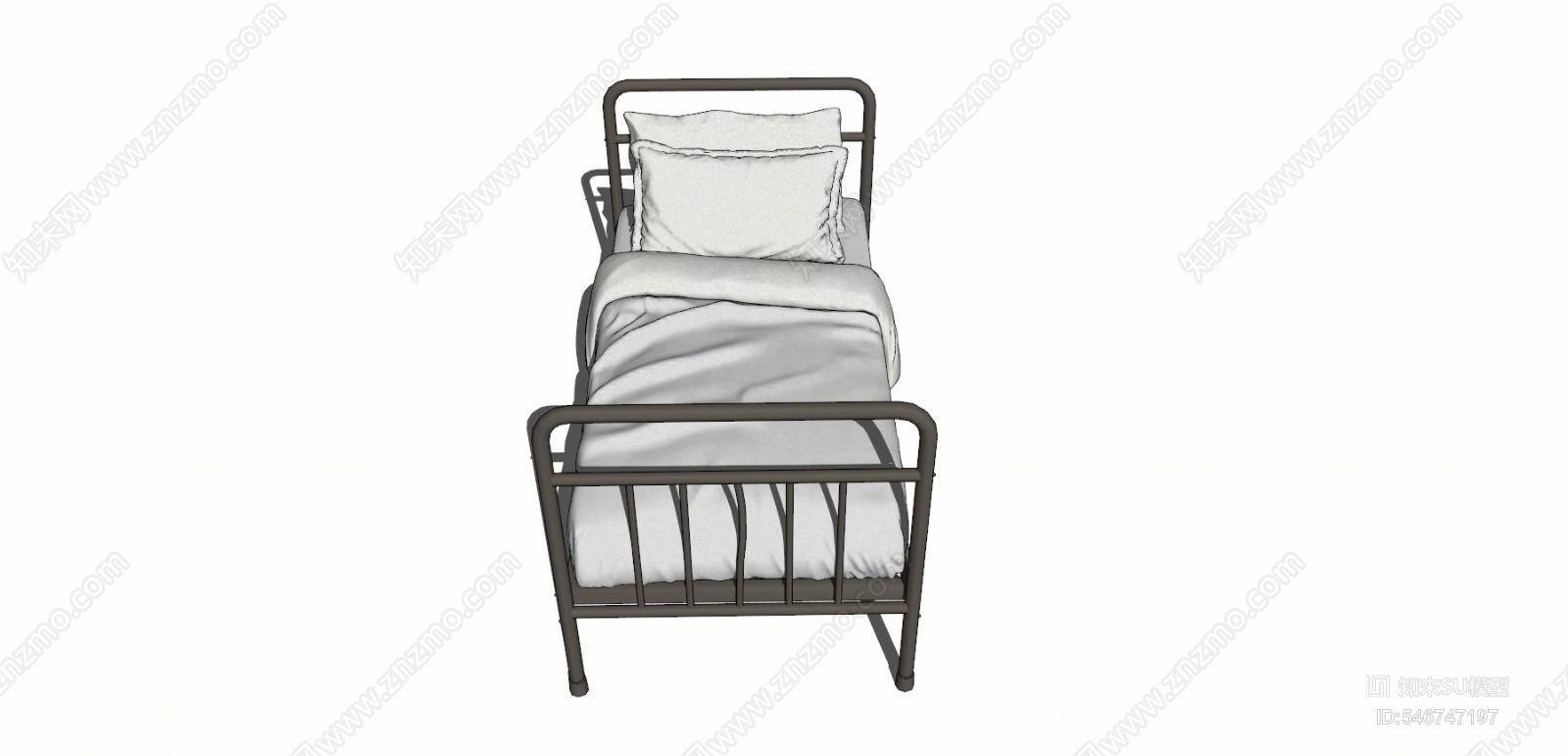 工业风单人床SU模型下载【ID:546747197】