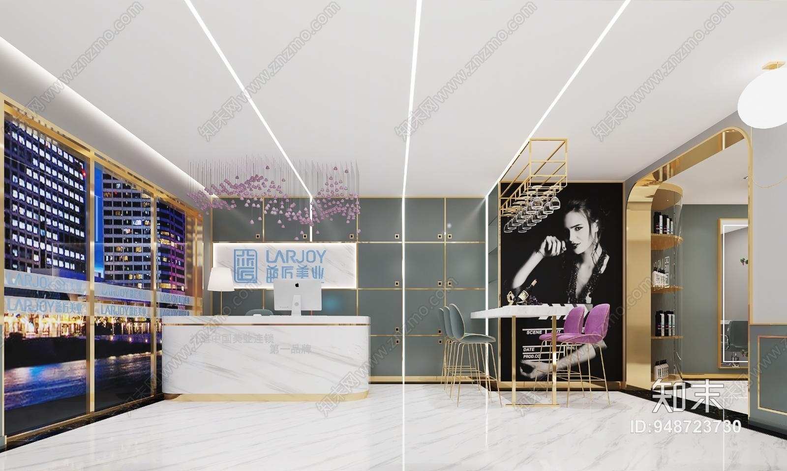 现代轻奢理发店3D模型下载【ID:948723730】