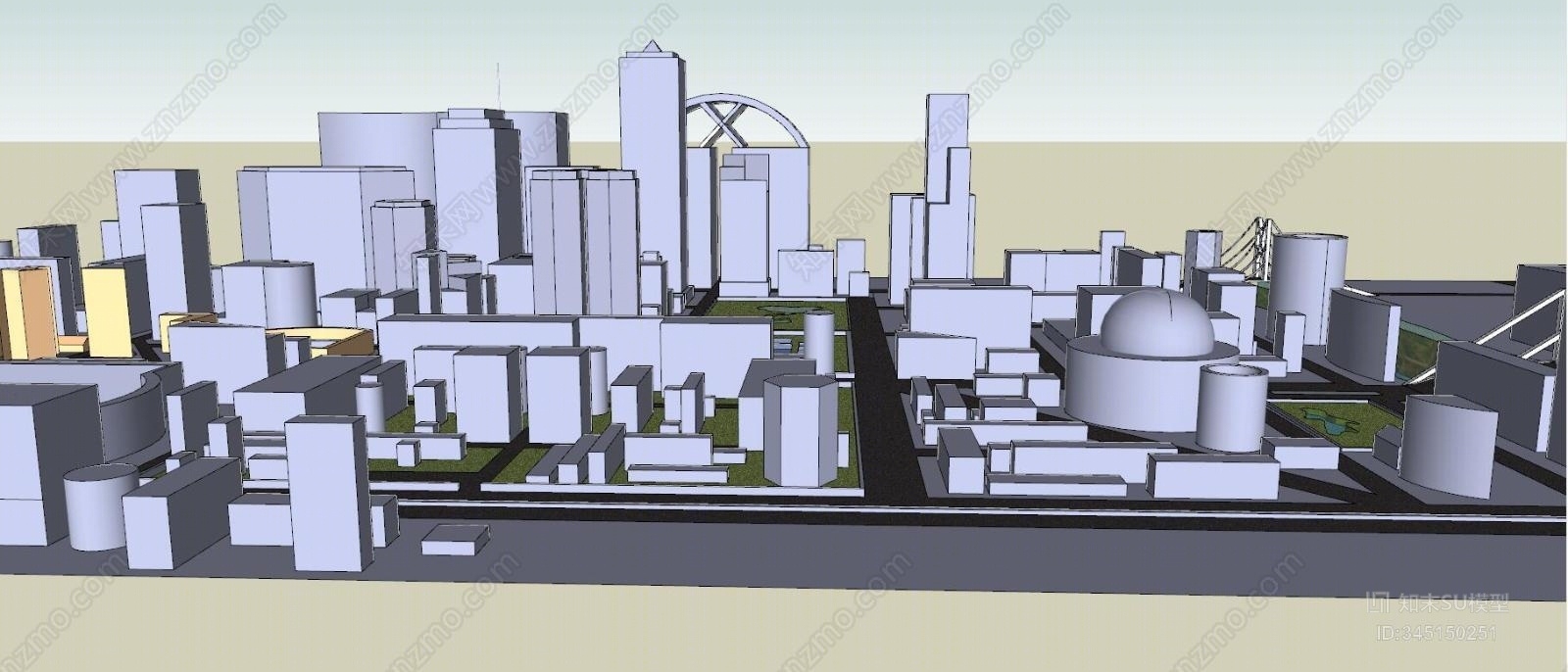 现代户外建筑SU模型下载【ID:345150251】