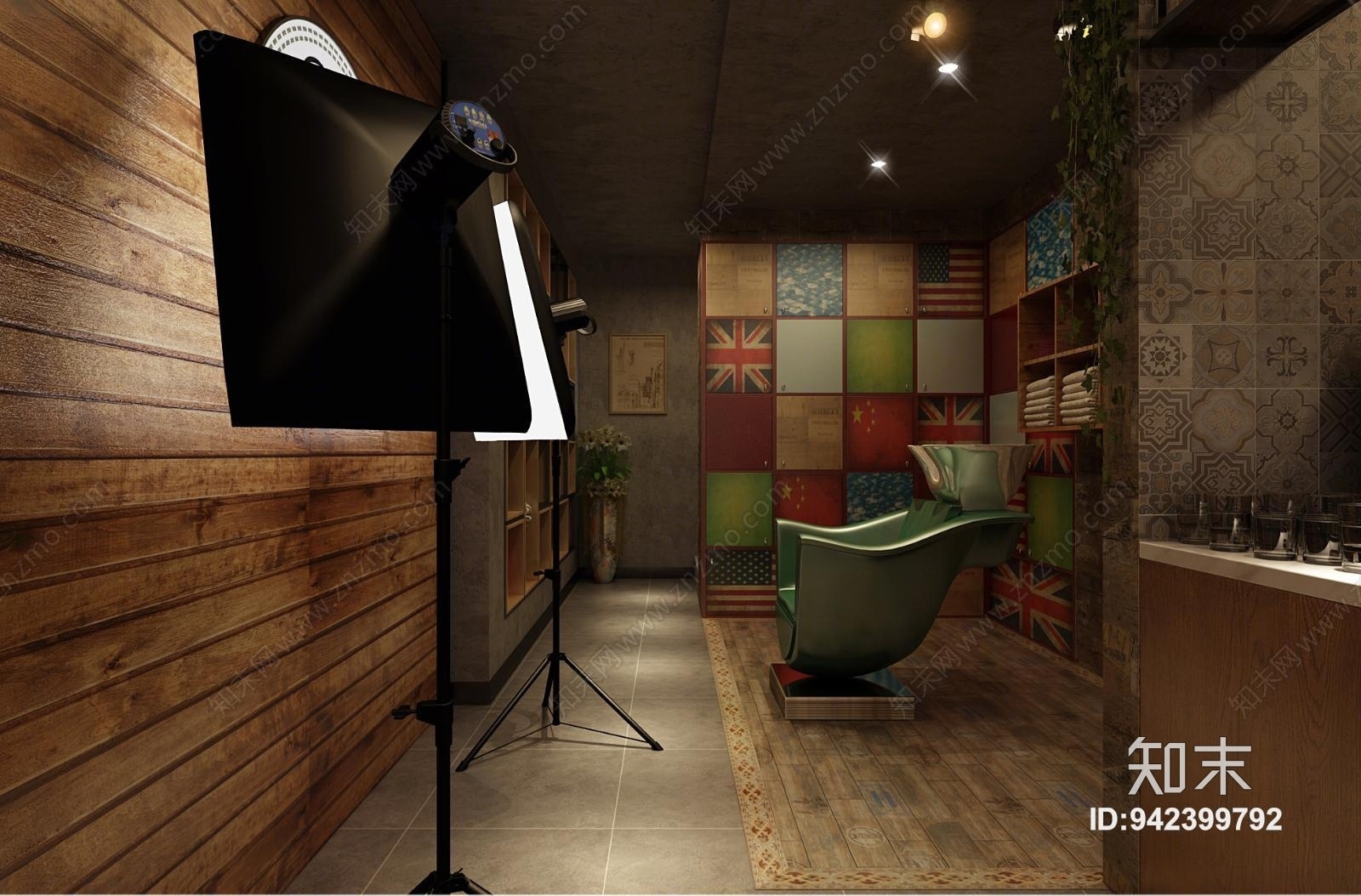 工业风理发店3D模型下载【ID:942399792】