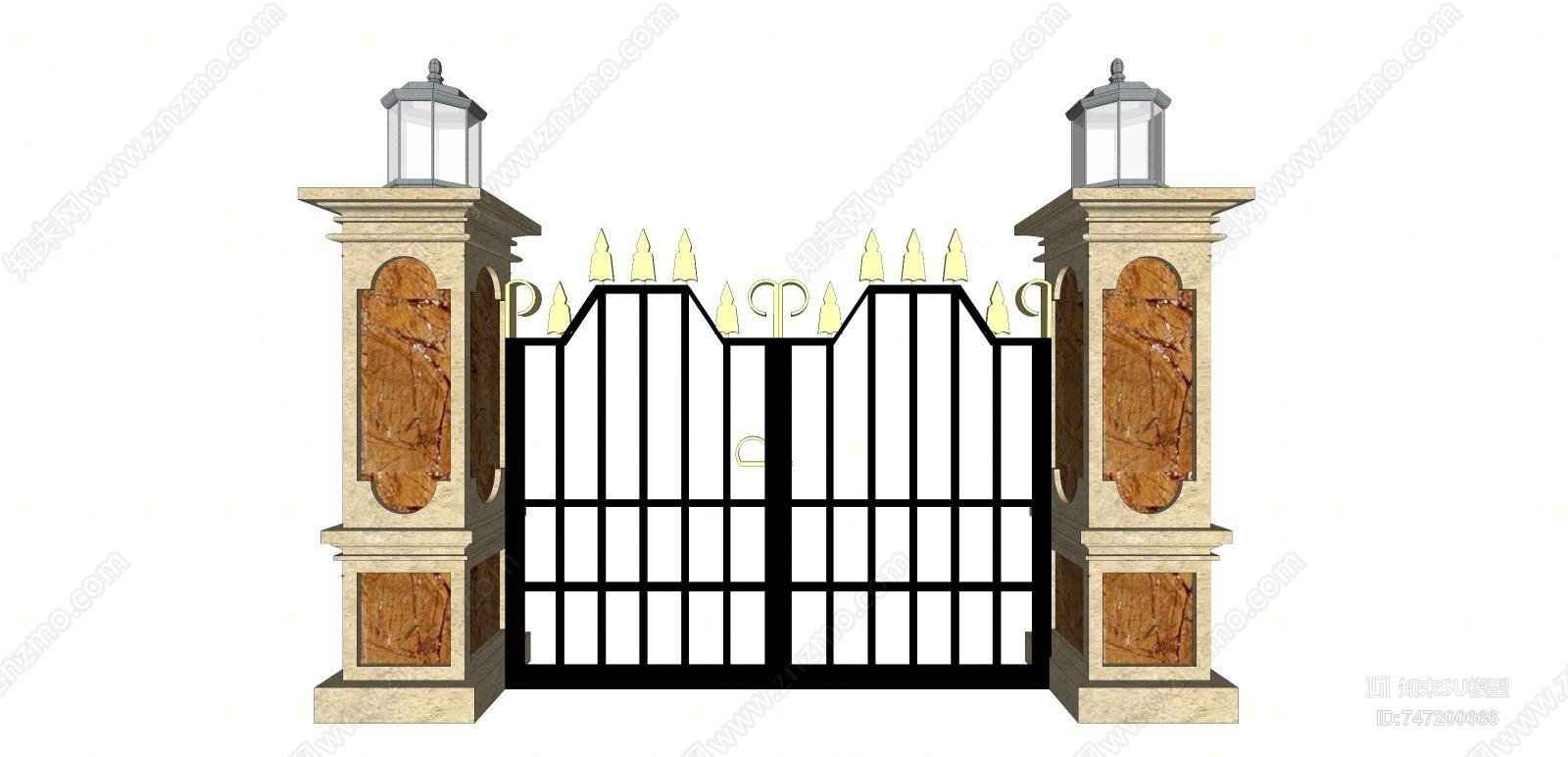 欧式庭院大门SU模型下载【ID:747200666】