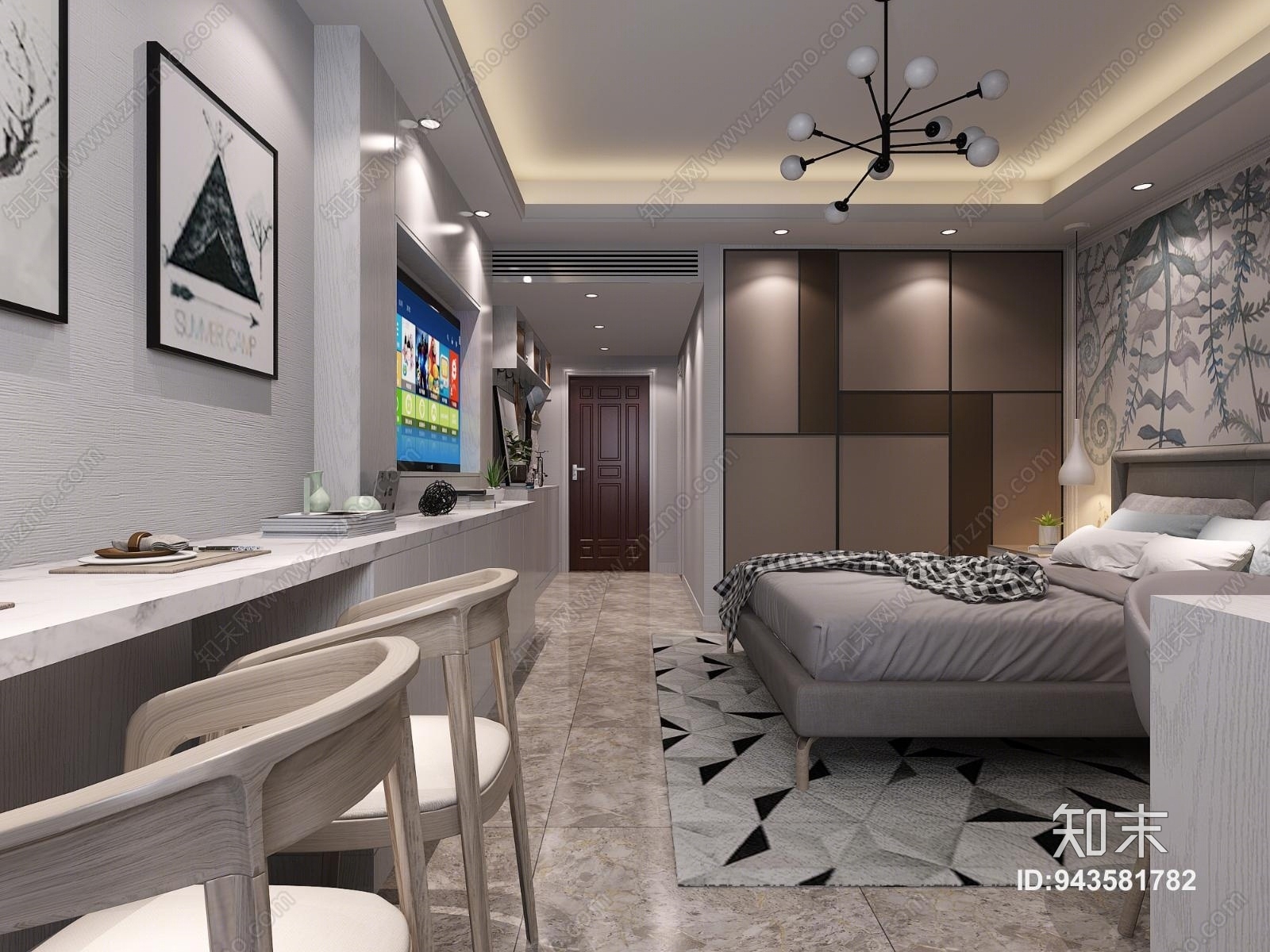 现代单身公寓3D模型下载【ID:943581782】