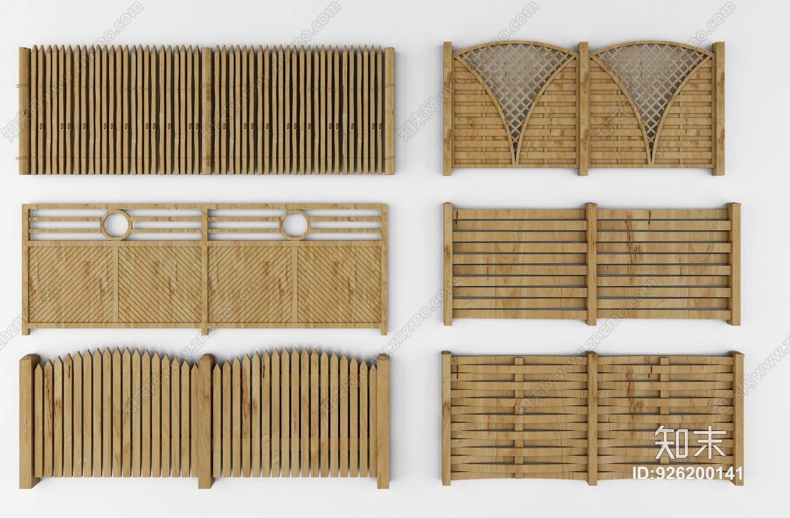 现代木质围栏篱笆模型3D模型下载【ID:926200141】