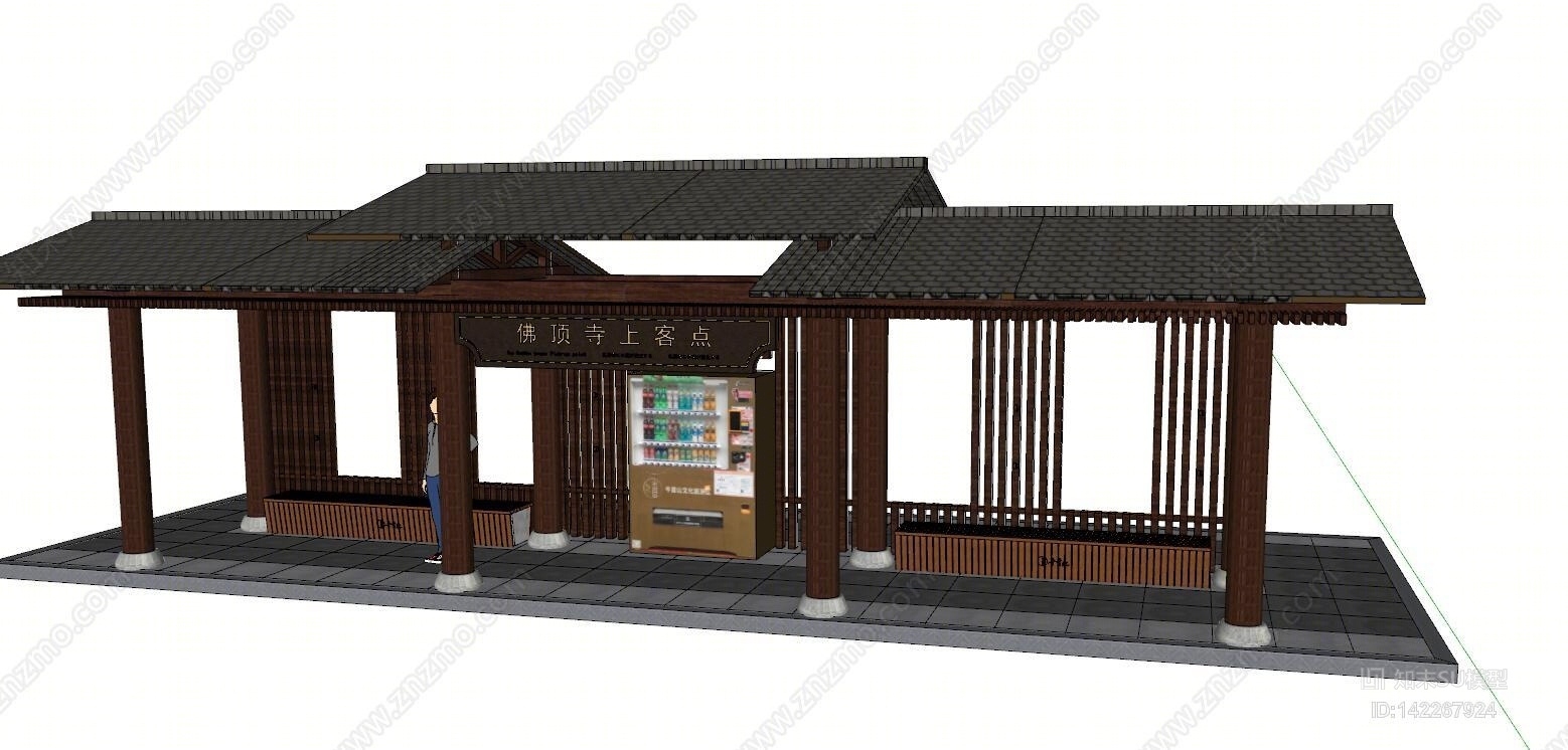 中式公交站台SU模型下载【ID:142267924】