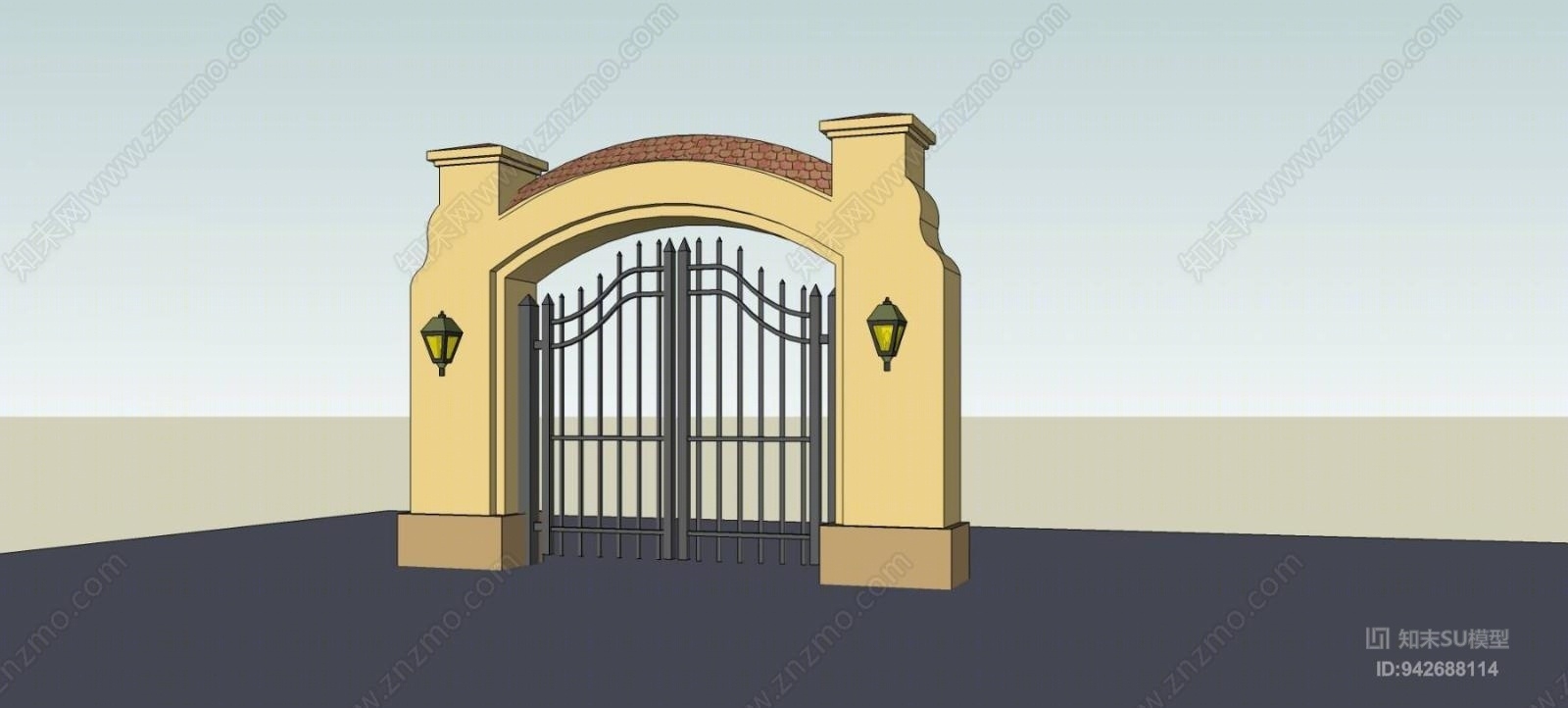 欧式庭院大门SU模型下载【ID:942688114】