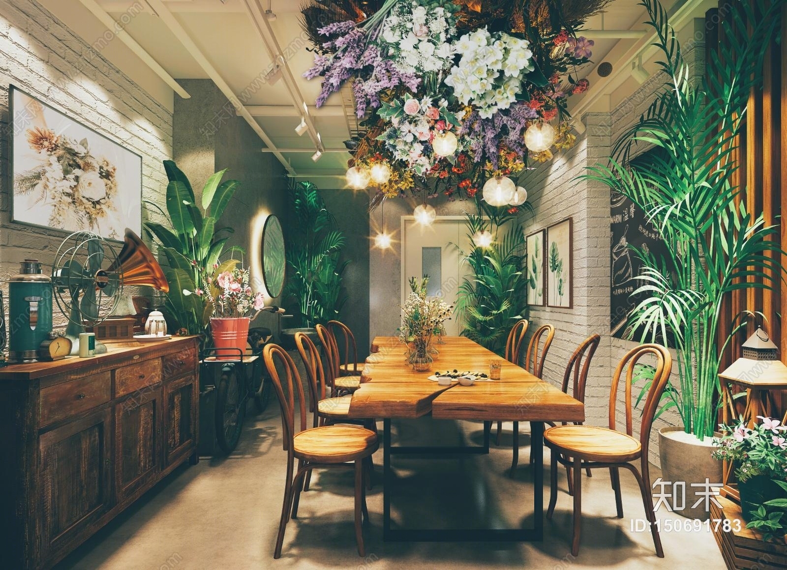 工业风网红花店3D模型下载【ID:150691783】